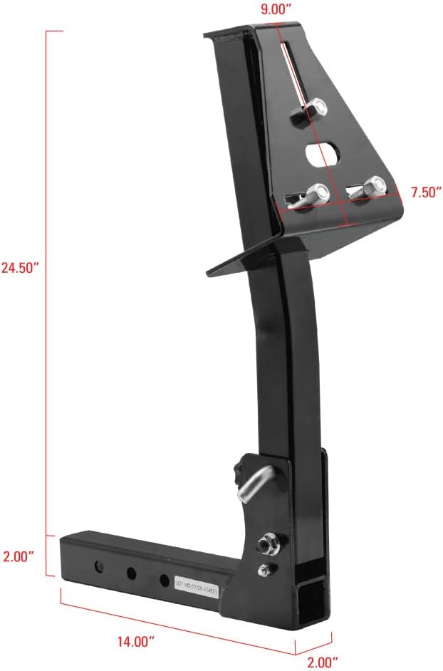 5001.5831 Pivoting Fold Down Hitch Mount Spare Tire Carrier for 2" Receivers, Black