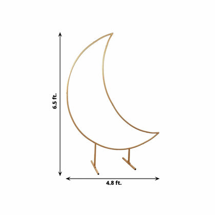 6.5 feet Gold Metal Half Crescent Moon Wedding Arch | 6.5ft Flower Golden Stand in Moon Shaped Centerpieces for