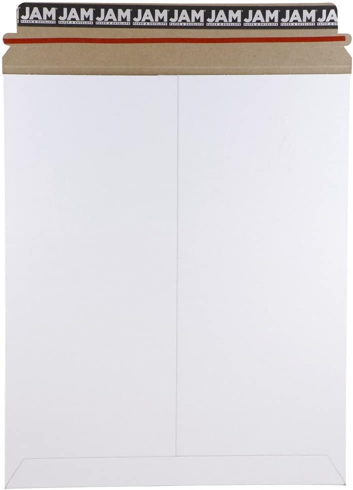 Stay-Flat Photo Mailer Envelopes with Peel & Seal Closure - 11 x 13 1/2 - White - 6 Rigid Mailers/Pack