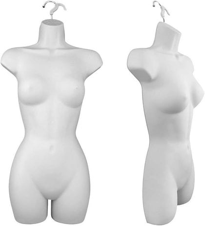 Women's Torso Female Plastic Hanging Mannequin Body Form White - Sold in Sets of 1, 2 , 3, and 4 (1)