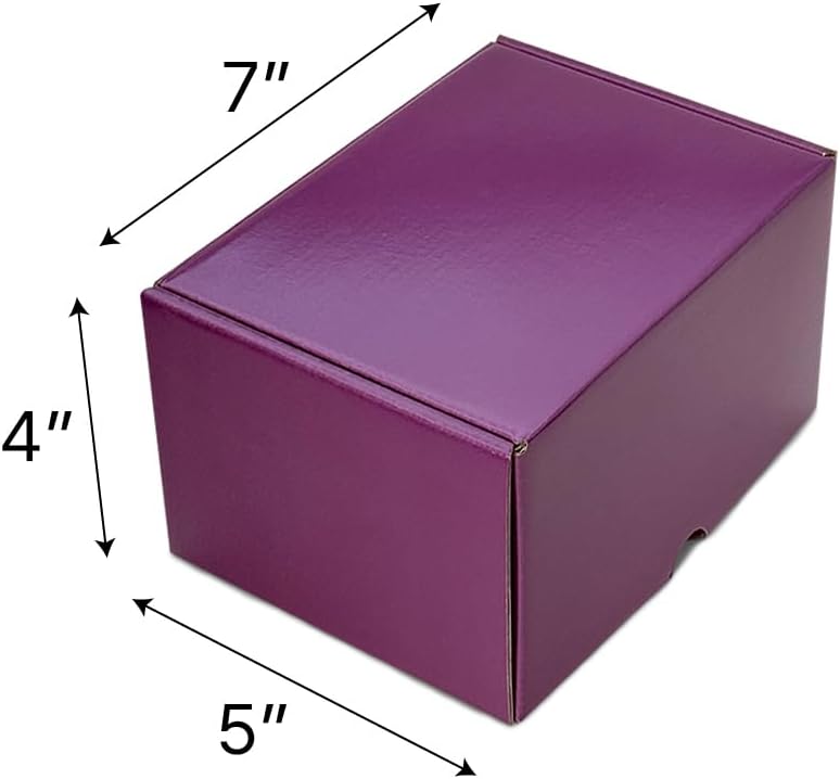 7x5x4 Inches Shipping Boxes Set - (20 Pack) Purple Corrugated Cardboard Mailer Boxes for Packing Small Business