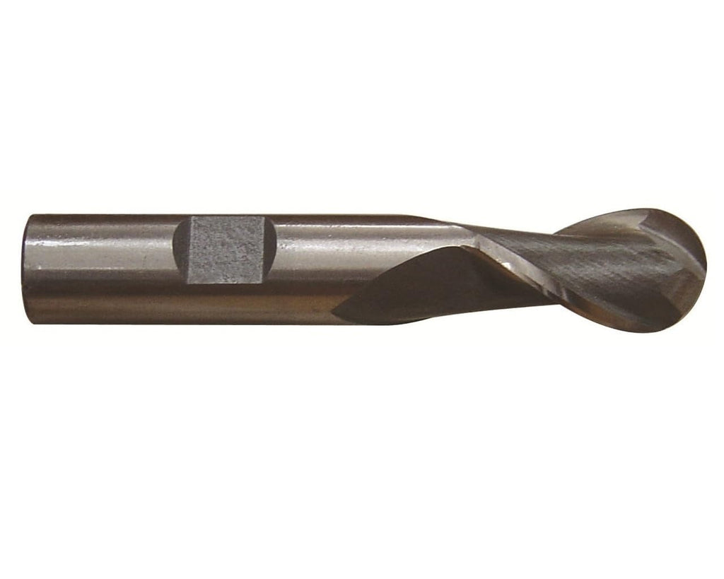 Drill America 1/8" X 3/8" High Speed Steel 2 Flute Single End Ball End Mill, DWC Series