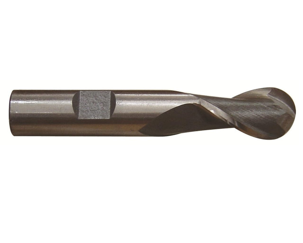 Drill America 1/8" X 3/8" High Speed Steel 2 Flute Single End Ball End Mill, DWC Series