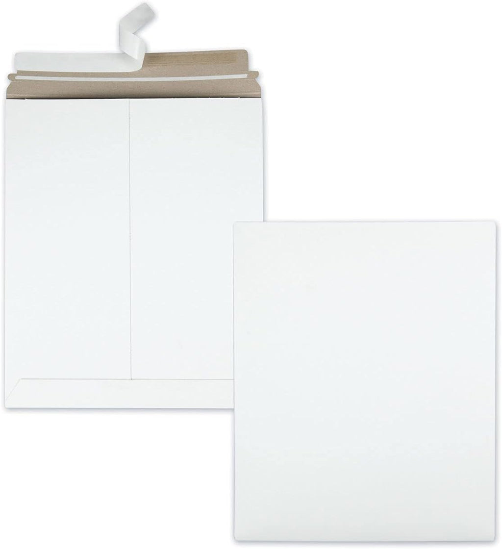 Photo Document Mailers, Redi-Strip Self Seal Closure, Rigid Stay Flat Mailer, White Recycled Fiberboard, 11" x 13.5"