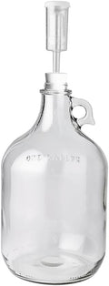 1 Gallon Glass Jug with Airlock with a #6 Rubber Bung and Polyseal Cap | Clear Fermentation Jug for beer, wine