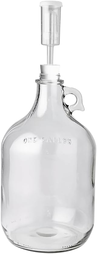 1 Gallon Glass Jug with Airlock with a #6 Rubber Bung and Polyseal Cap | Clear Fermentation Jug for beer, wine