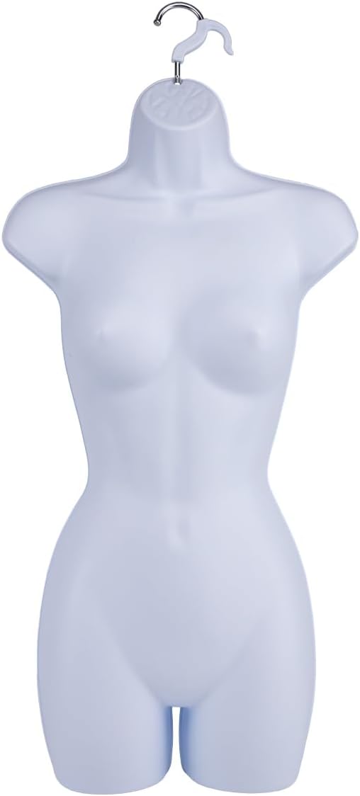 Female Mannequin Torso - Fits Women’s Sizes 5-10 - Molded, Shatterproof & White