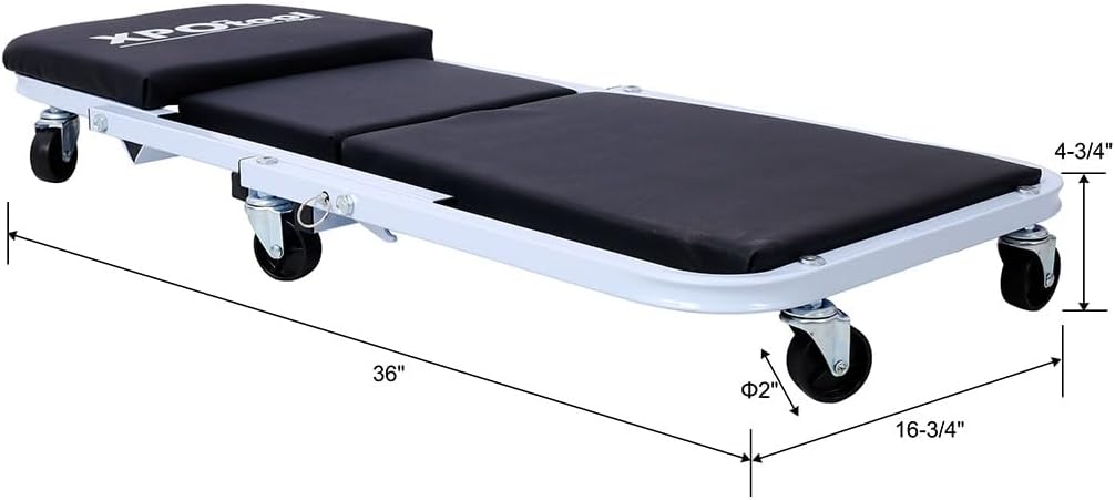 2 in 1 Mechanic Creeper Seat, Rolling Z Creeper with 6 Wheels, Heavy Duty Garage Stool & Low Profile Automotive