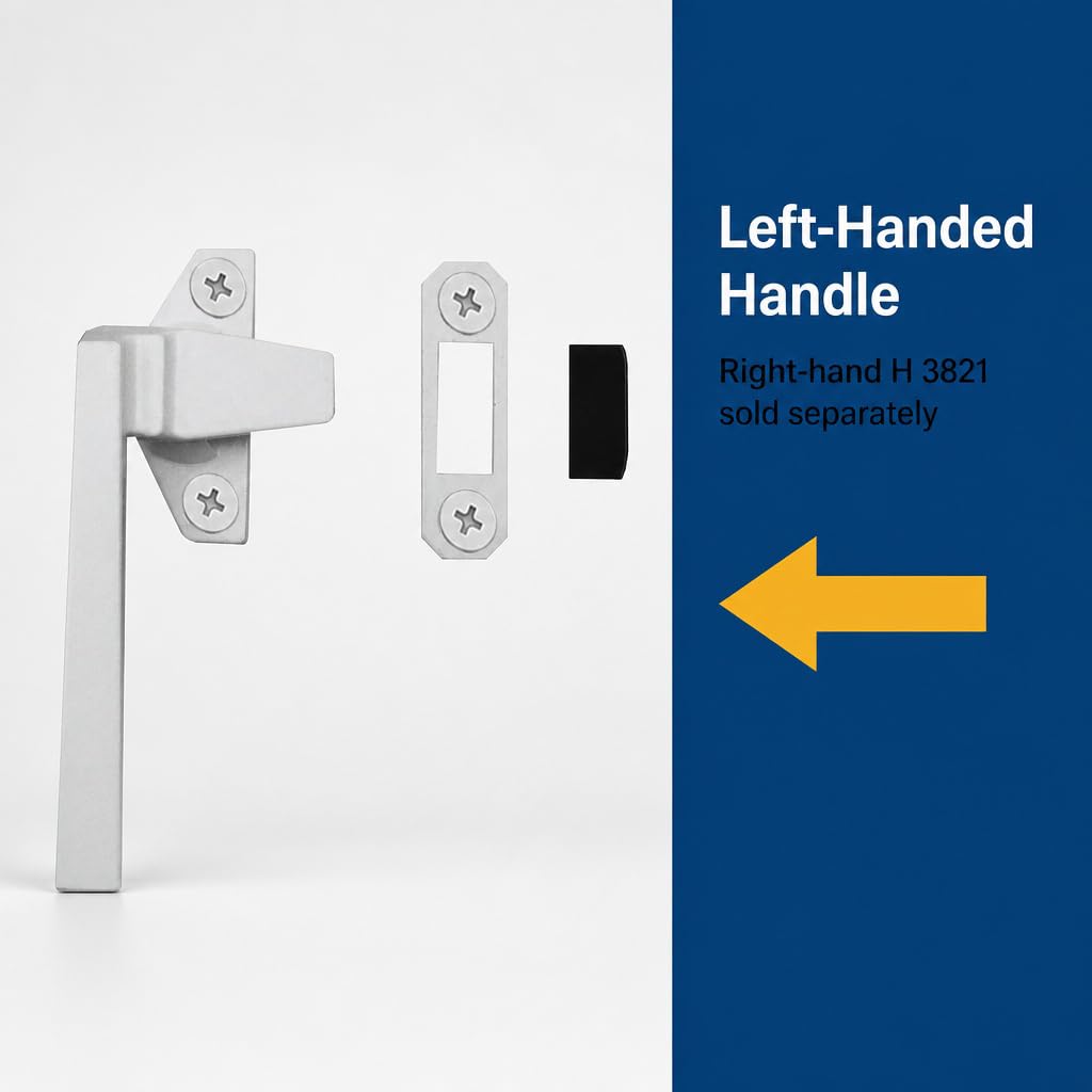 H 3820 Casement Locking Handle, White, Left-Handed