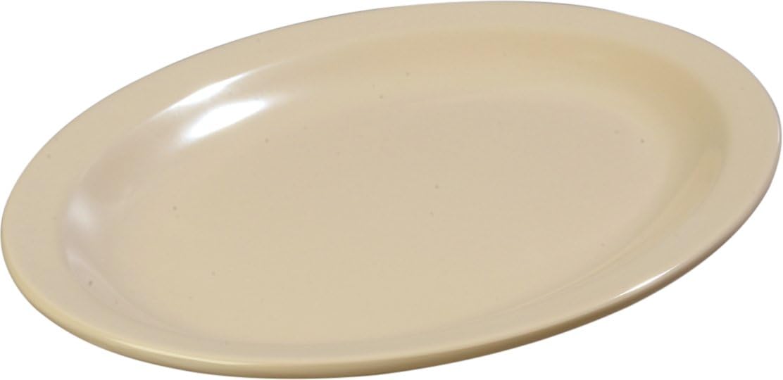 Kingline Oval Platter, Heavy Duty Melamine Dish for Serving, 12" x 9", 12 Count, Tan