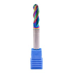 1/4" 3 Flute 37° Helix Solid Carbide Ball Nose End Mill, DLC Coated