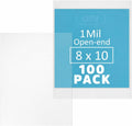 8" x 10" Open-End Flat Poly Bags, 100 Pack, 1 Mil Lightweight, Food Storage