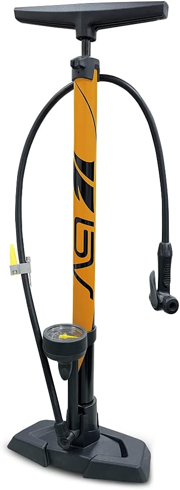Bicycle Pump Durable Bike Floor Pump 17/24 inch Smart Valve Head, 160 psi, Automatically Reversible Presta and Schrader