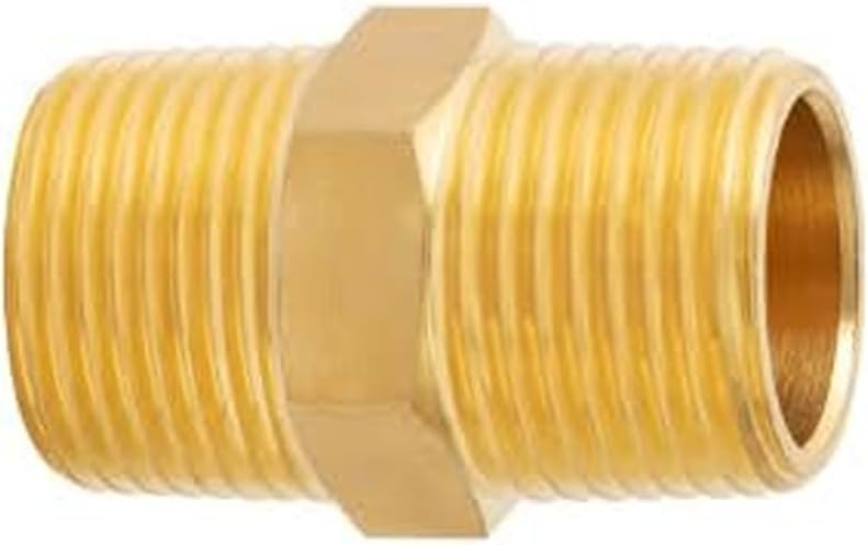 Brass Hex Nipple, 1/2" Male x 1/2" Male NPT, (2 Pack)