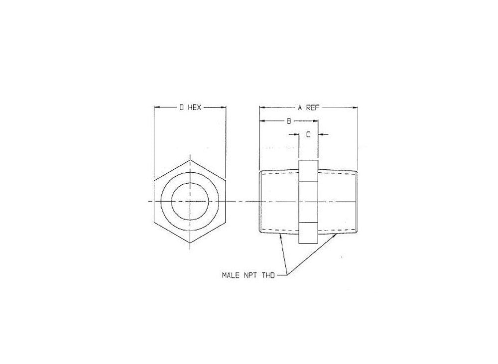 Dixon Valve & Coupling BCN50 Brass Fitting, Hex Nipple, 1/2" NPT Male
