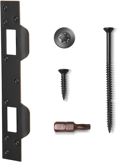 Door Strike Plate Double Opening with Reinforced Torx Screws & Bit | Oil Rubbed Bronze, Heavy-Duty Hardened Steel