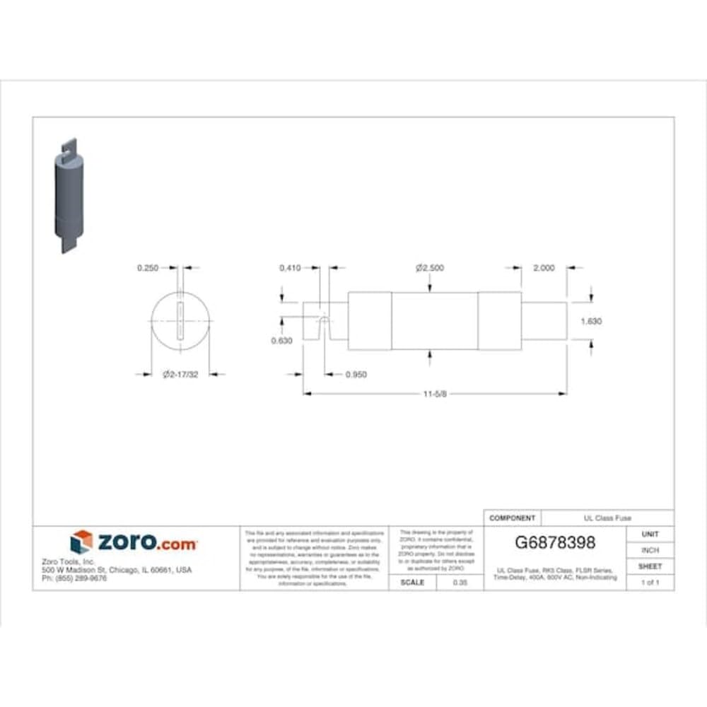 Littelfuse UL Class Fuse, RK5 Class, Time-Delay, 400A, 600V AC, Non-Indicating FLSR400-1 Each