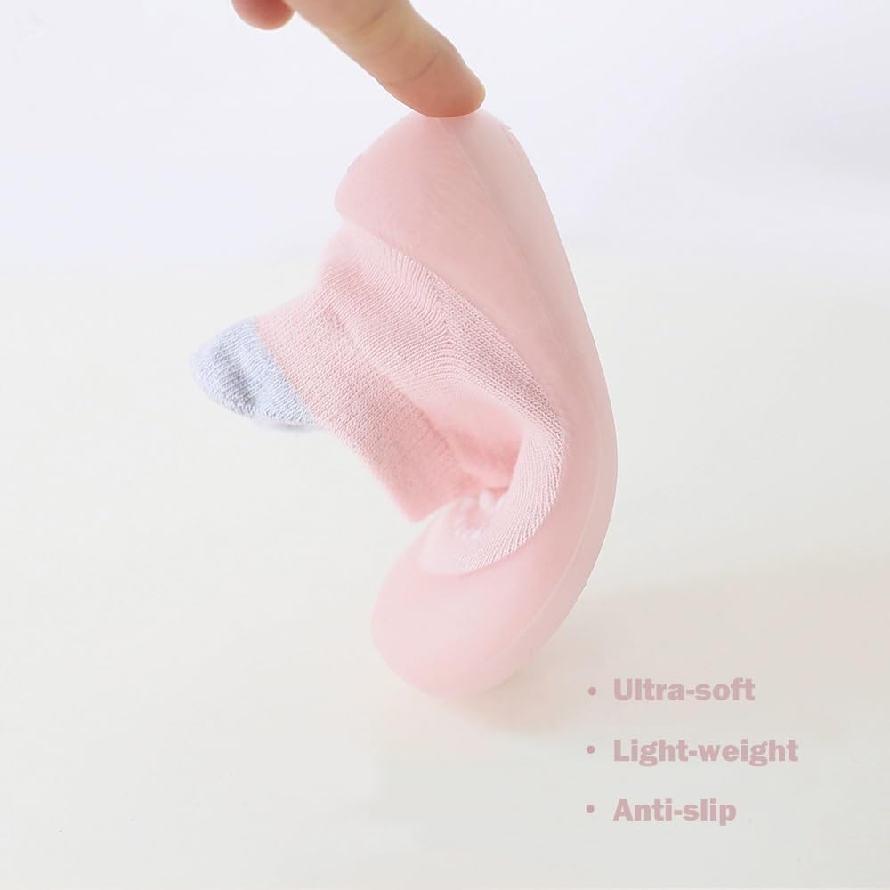 2 Pairs Baby Sock Shoes Boys Girls Non Slip Soft Rubber Sole Sneakers Toddler Infant Slip On Slippers First Walking