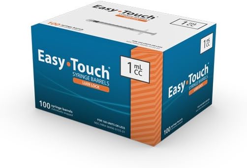 EasyTouch Luer-Lock Syringe Barrel, 1ML Syringe, Pack of 100