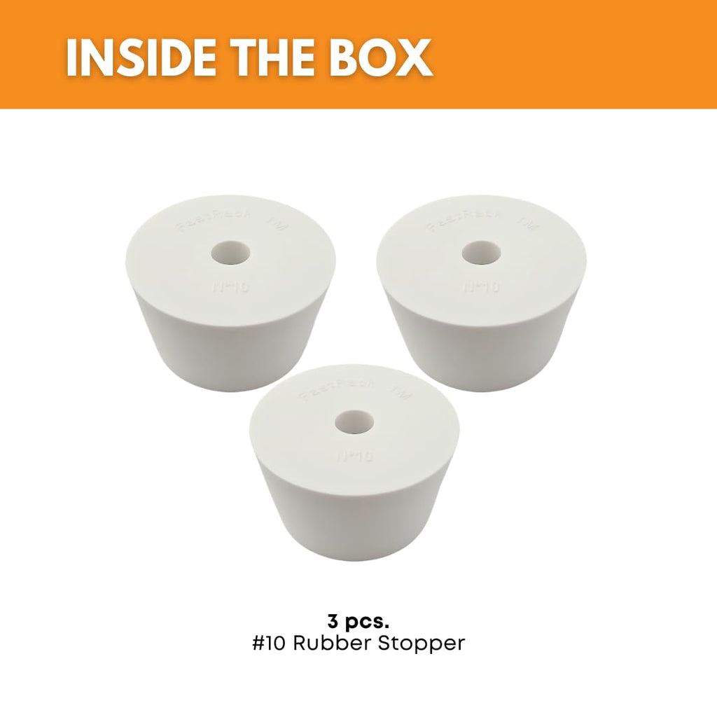 Drilled Rubber Stopper (#10-3 Pieces) | Solid Rubber Stopper Bungs for use with Fermentation Airlock | Durable Carboy