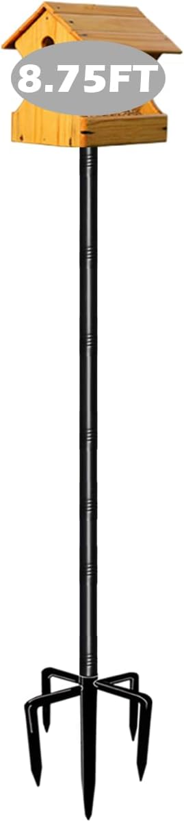 105 Inch Bird Feeder Pole Kit, Heavy Duty Bird House Pole Set with 5-Forked Base, Adjustable Universal Mounting Post