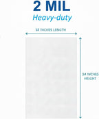 18" x 24" Open-End Flat Poly Bags, Extra-Large, 100 Pack, 2 Mil Heavy Duty