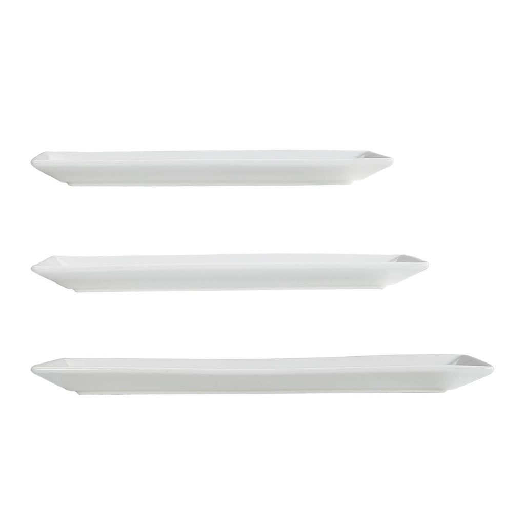 3-Piece Porcelain Serving Platters, Oven Safe, for Entertaining, Appetizer, Dinner, Dessert, 12.75 inch, 11 inch, 10