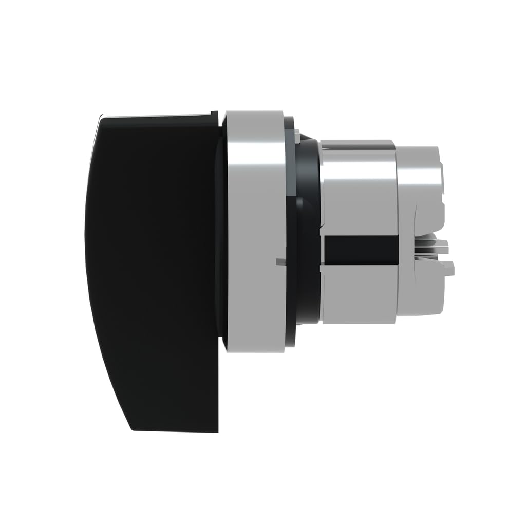 Schneider Electric ZB4BJ3 Harmony XB4 Selector Switch Head, Chromium Plated Metal Bezel, Fits 22mm Diameter Cutouts, Long Handle, 3 Positions, Stay Put Operation, Black