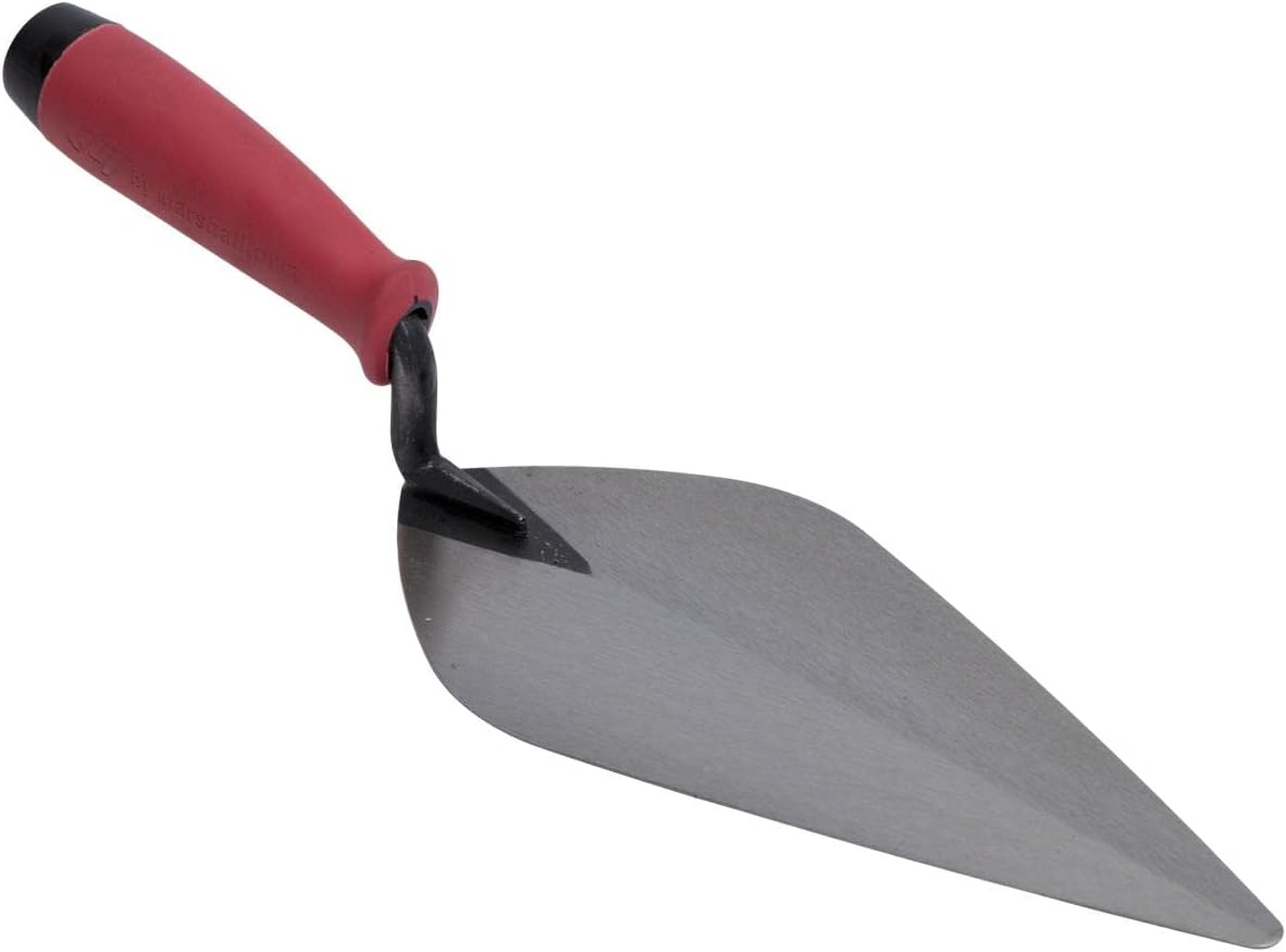 QLT London Brick Trowel, 12 x 5 Inch, Masonry Trowel | London Pattern Blade, Soft Grip Handle