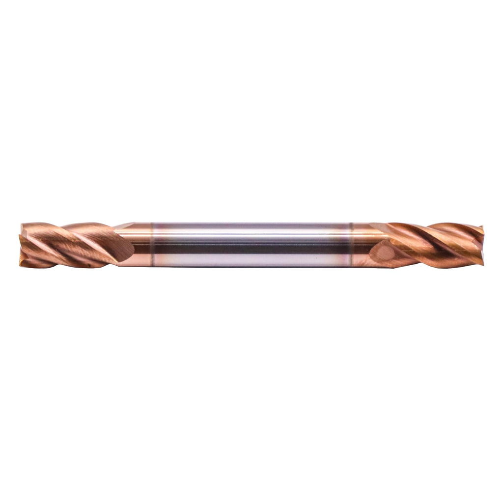 1/4" 4 Flute Solid Carbide Square End Mill, Double End, TiSiN Coated