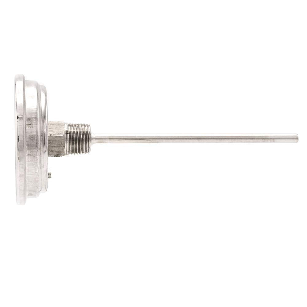 PIC Gauges B3B6-AA SS Case Bimetal Thermometer, 316 SS Stem, Back Angle Connection, 3" Dial, 6" Stem Length, -40/120° F & -40/50° C Temperature Range