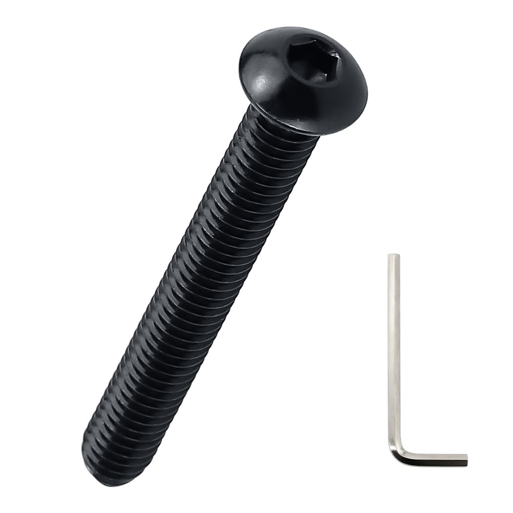 3/8-16 x 3 Stainless Button Socket Cap Head Screws 10 Pcs, 18-8 (304) Stainless Steel, Allen Hex Drive Button Head, Full Thread, Black Oxide Coated, Fayeploo (with Hex Wrench)