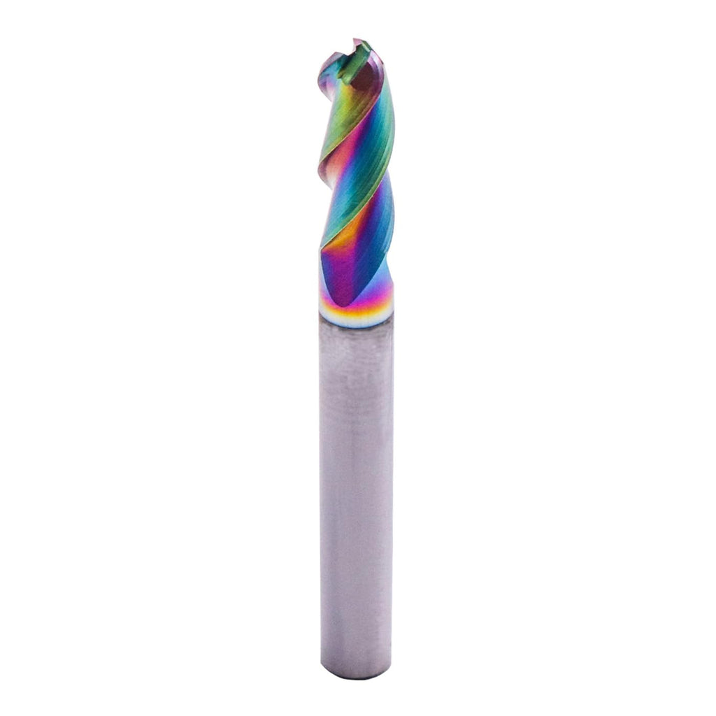 1/4" 3 Flute 37° Helix Solid Carbide Ball Nose End Mill, DLC Coated