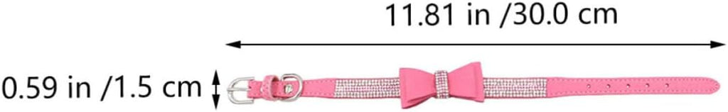 Pink Rhinestone Dog Collar with Bowknot and Leash-Ready D-Ring