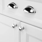 10 Pack Polished Chrome Cabinet Knobs Pull Round Single Hole 1960