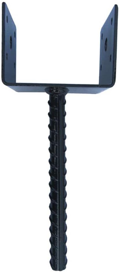 MTB 4"x3.5" 4PCS U Shape Fence Post Holder Black Powder Coated,Ground Spike Post Anchor Metal Concrete Post Anchor