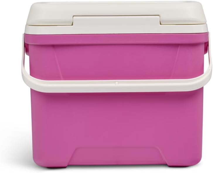 28 QT Pink Insulated Hard Cooler, Portable Leak-Proof Ice Chest with Elevated Bottom & Swing-Up Handle, Lightweight