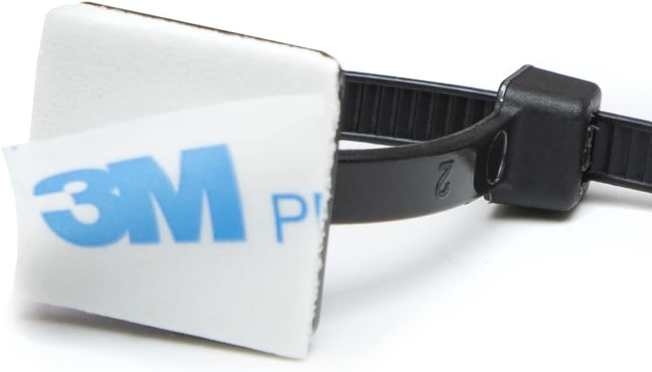 0.75 Inch Zip Tie Mounts, 3M Tape Self Adhesive, Black, 200 Pack | Cord Management, Cable Tie Anchors, Desk & Table