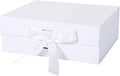 White Gift Box with Ribbon Magnetic Lids 1 Pack