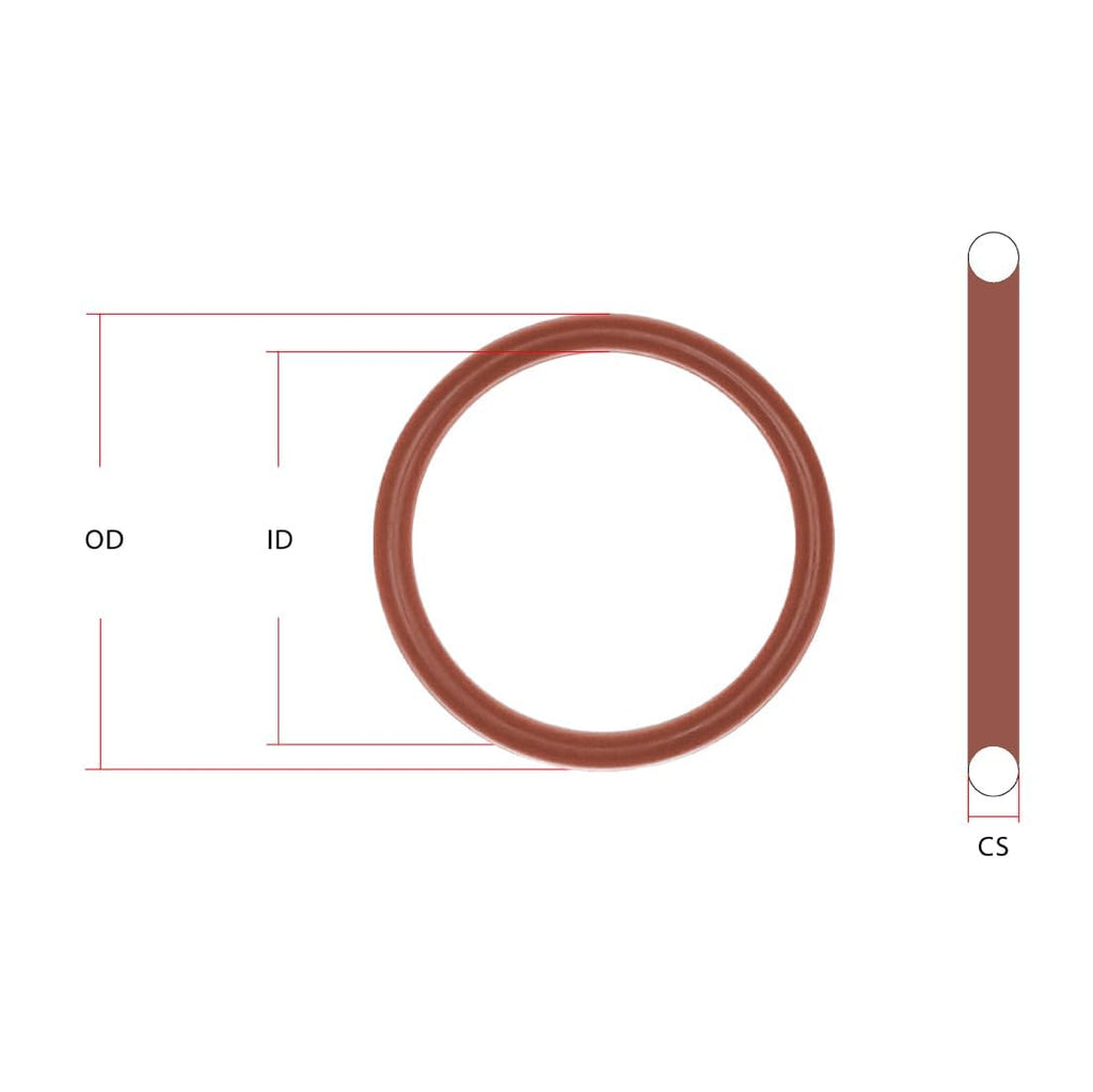 007 Silicone O-Ring, 70A Durometer, Red, 5/32" ID, 9/32" OD, 1/16" Width (Pack of 100)