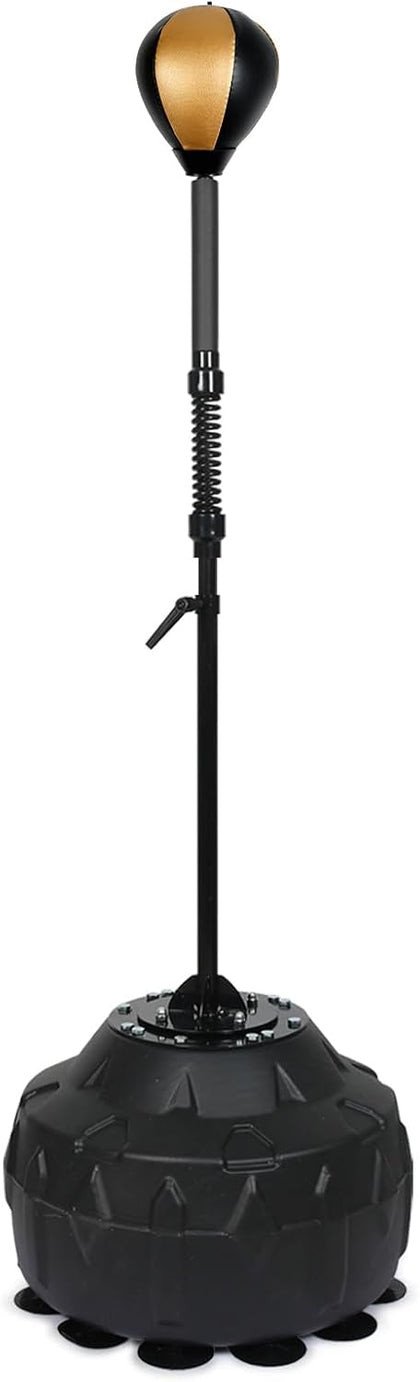 Standing Reflex Speed Bag with Thick Base (Golden Black) | Adjustable Height & Reinforced Spring