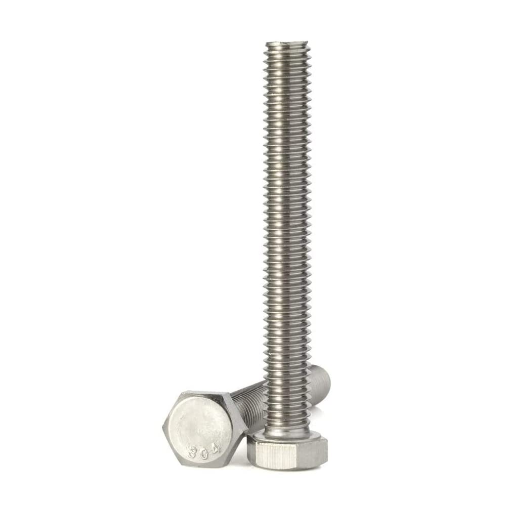 Mellewell 1/2-13 x 3 Hex Head Screw Bolt, Fully Threaded, Stainless Steel 18-8 (304), Plain Finish, Quantity 4