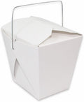 White Chinese Asian Paper Take Out Box with Wire Handle, Leak and Grease Resistant Stackable to Go Boxes (10, 32OZ)