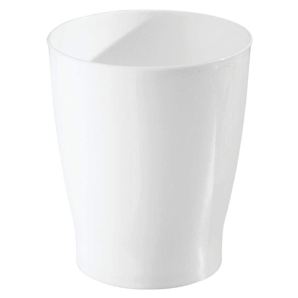 Small Round Plastic Bathroom Trash Can, White