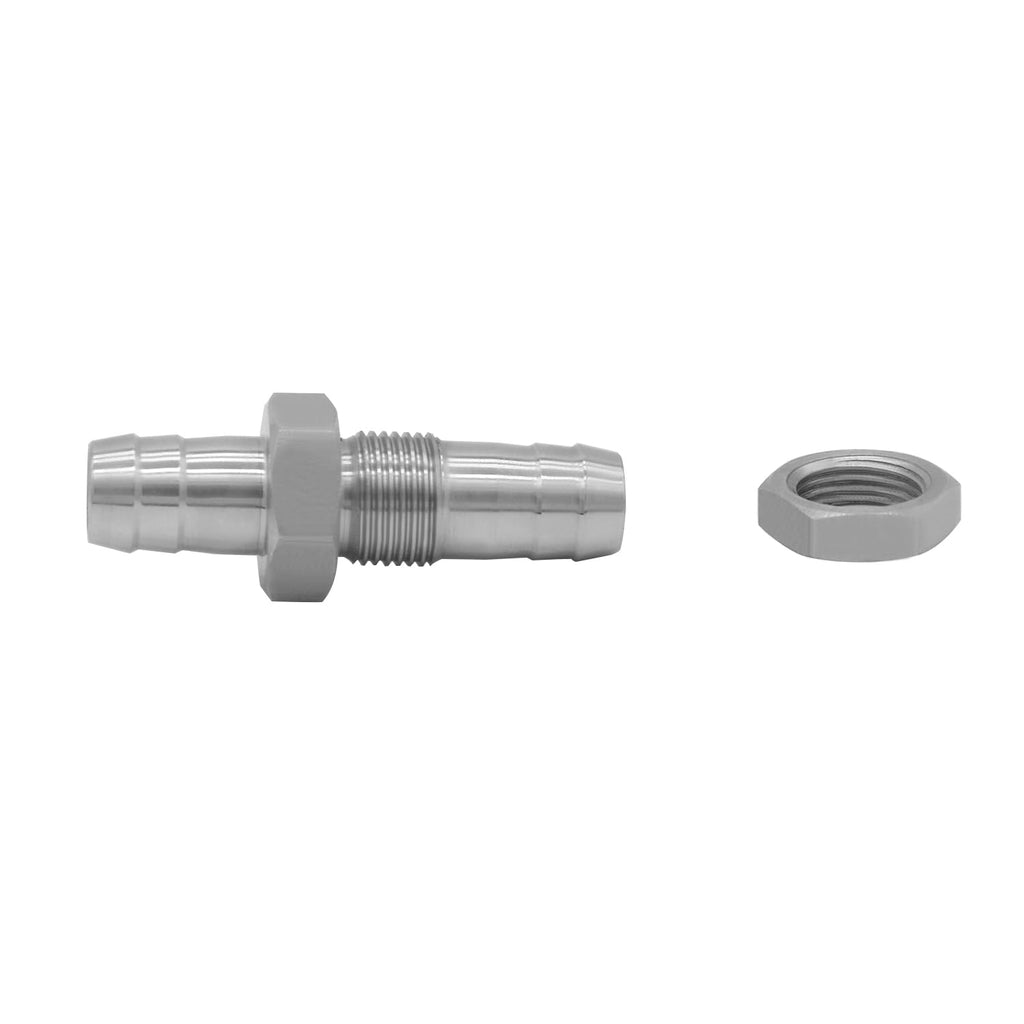 Fitvell Stainless 3/8" Hose Barb Bulkhead Fitting with Flat Washer 2Pcs