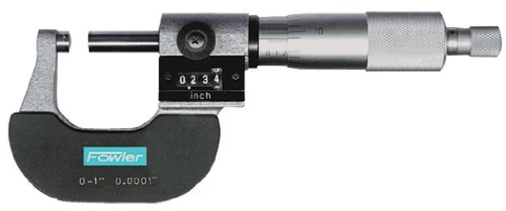 Fowler 52-224-009 Metric Digit Outside Micrometer, 0-25mm Measuring Range