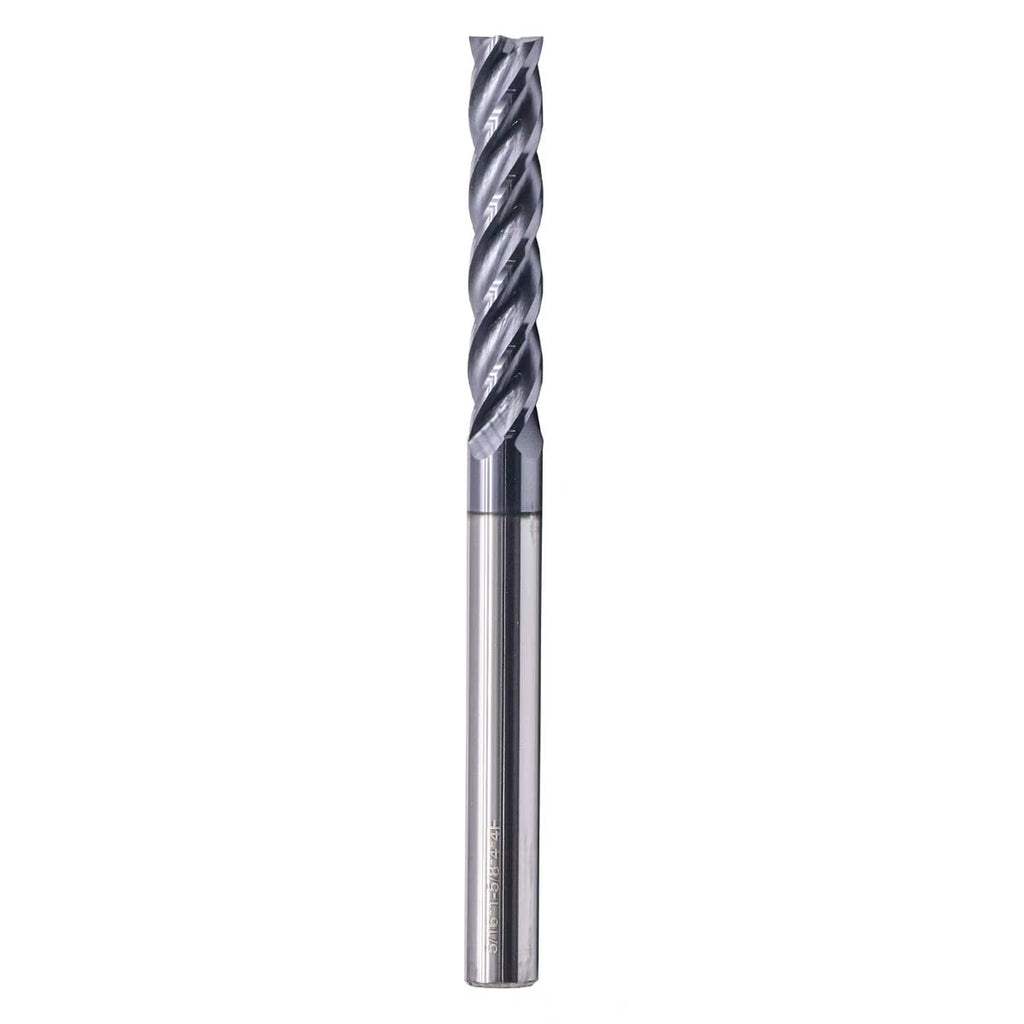 5/16" 4 Flute Solid Carbide Long Square End Mill, 4" OAL, AlTiN Coated