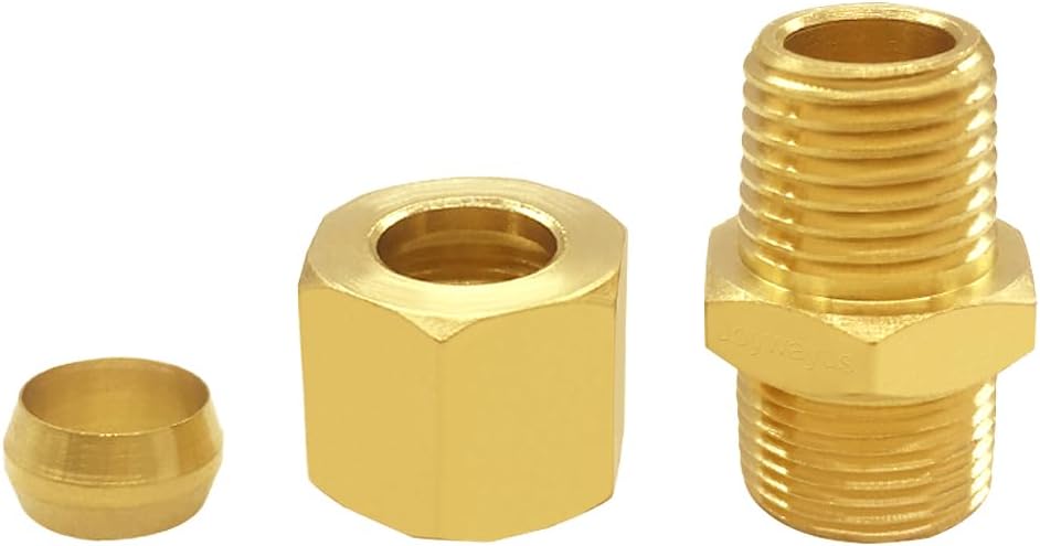 Joywayus 2 Pack Brass 1/4" NPT Male x 3/8" Tube OD Pipe Fittings