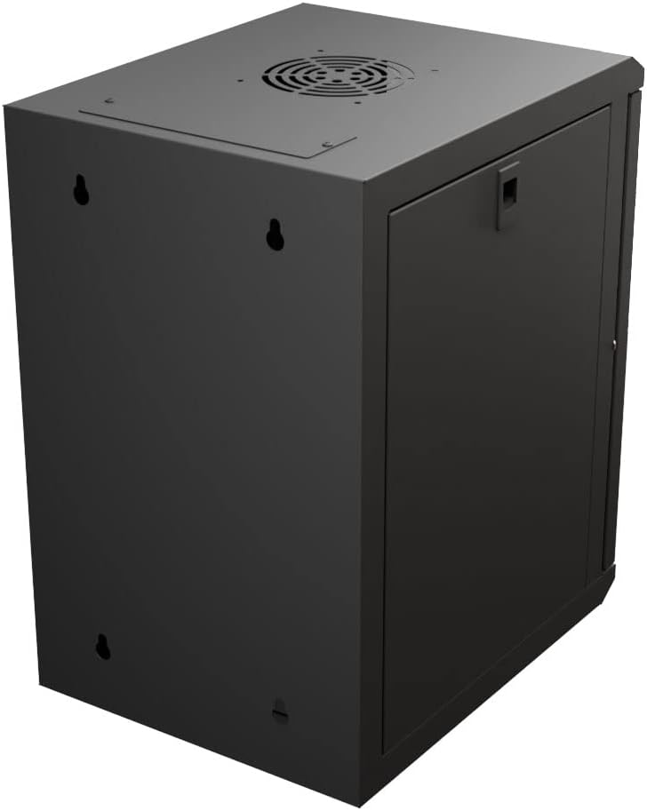 NavePoint 15.75 in Wall Mount Network Cabinet, 9U, Glass, Black
