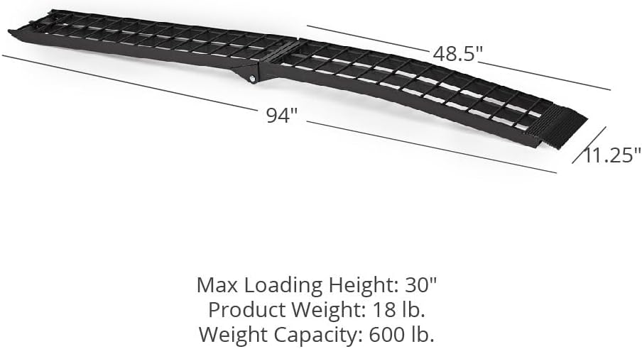 8' Arched Folding Motorcycle Loading Ramp - 600 lb. Capacity